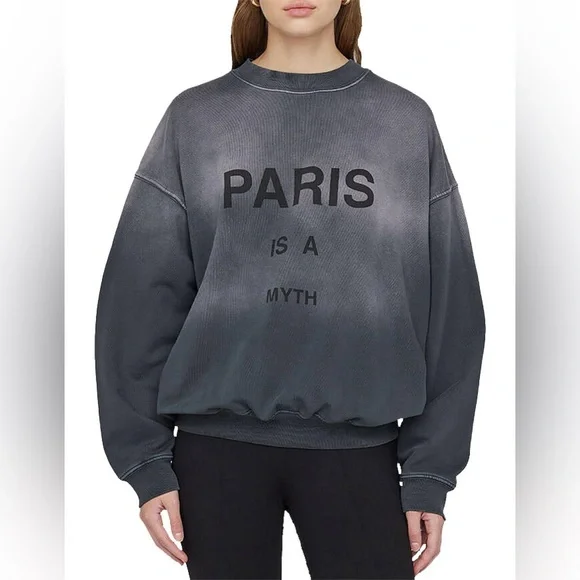 NWT Anine Bing Sweatshirt Jaci Paris is a Myth – Noir Sz Medium - Picture 1 of 15